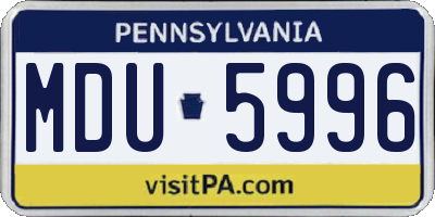 PA license plate MDU5996