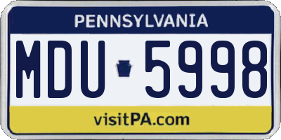 PA license plate MDU5998