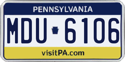 PA license plate MDU6106