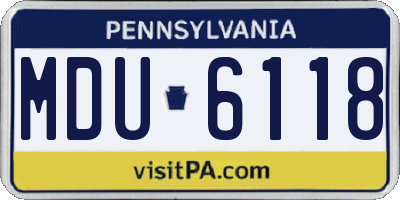 PA license plate MDU6118