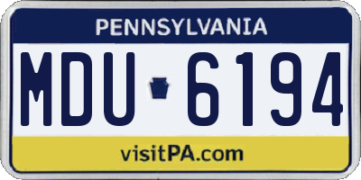PA license plate MDU6194