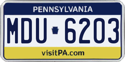 PA license plate MDU6203