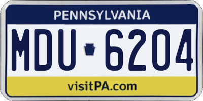 PA license plate MDU6204