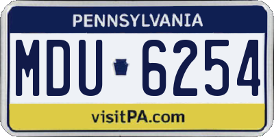 PA license plate MDU6254