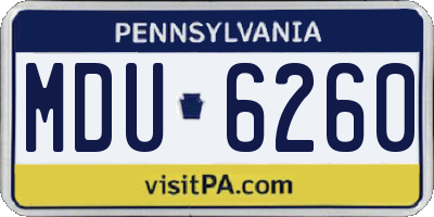 PA license plate MDU6260