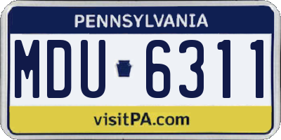 PA license plate MDU6311