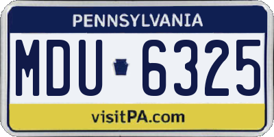 PA license plate MDU6325