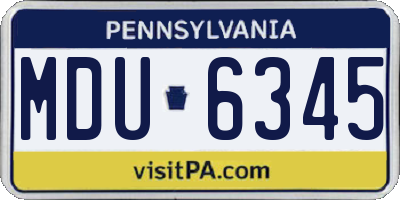 PA license plate MDU6345