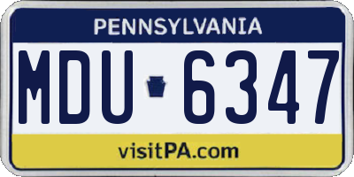 PA license plate MDU6347