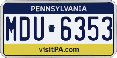 PA license plate MDU6353