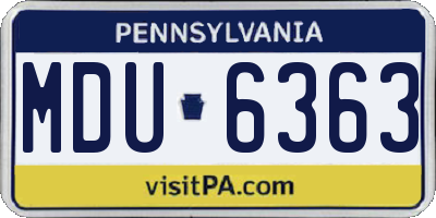 PA license plate MDU6363