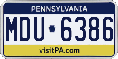 PA license plate MDU6386