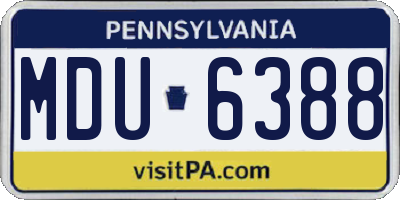 PA license plate MDU6388
