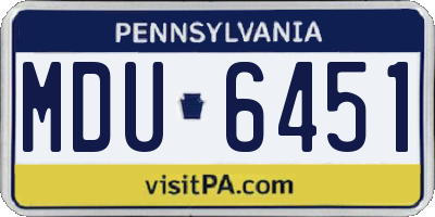 PA license plate MDU6451