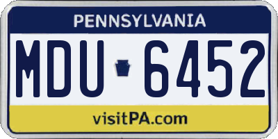PA license plate MDU6452