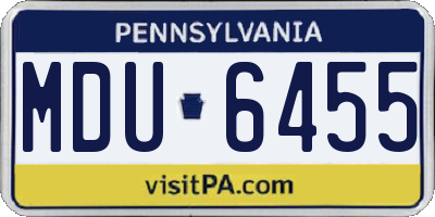 PA license plate MDU6455
