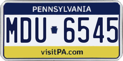 PA license plate MDU6545