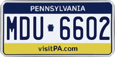PA license plate MDU6602