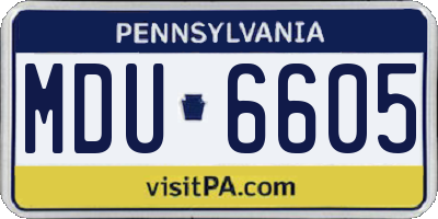 PA license plate MDU6605
