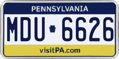 PA license plate MDU6626