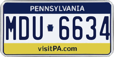 PA license plate MDU6634