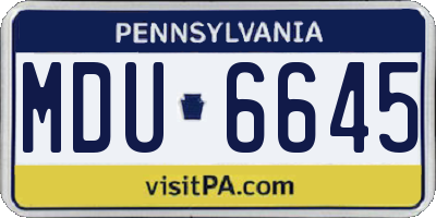 PA license plate MDU6645