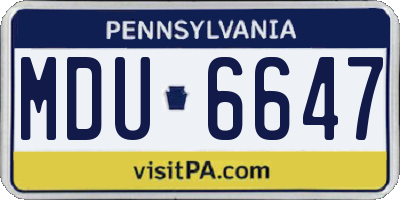 PA license plate MDU6647