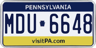 PA license plate MDU6648
