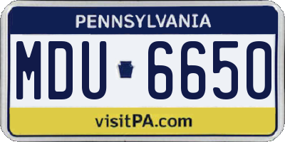PA license plate MDU6650