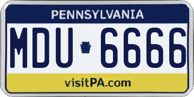 PA license plate MDU6666