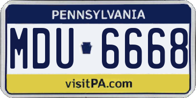 PA license plate MDU6668