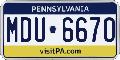 PA license plate MDU6670