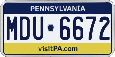 PA license plate MDU6672