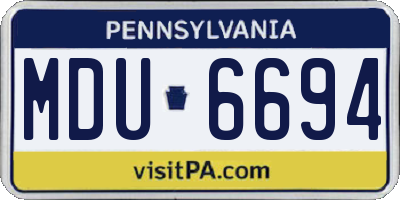 PA license plate MDU6694
