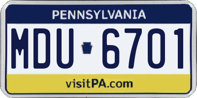 PA license plate MDU6701