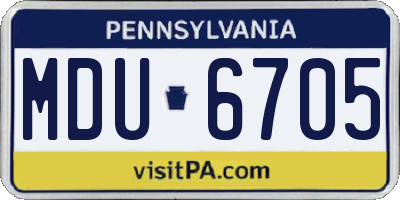 PA license plate MDU6705