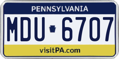 PA license plate MDU6707