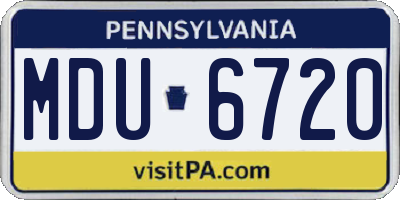 PA license plate MDU6720