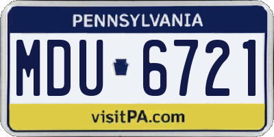 PA license plate MDU6721