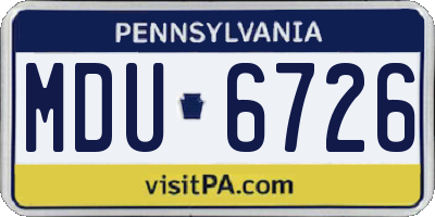 PA license plate MDU6726