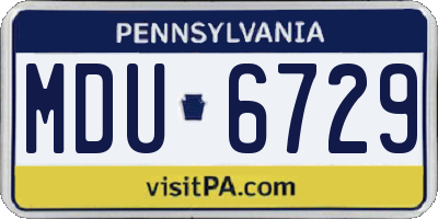 PA license plate MDU6729