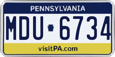 PA license plate MDU6734