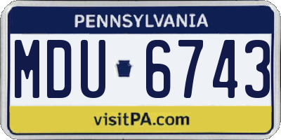 PA license plate MDU6743