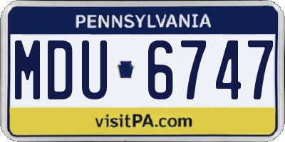 PA license plate MDU6747