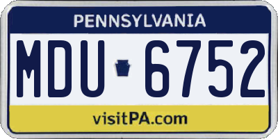 PA license plate MDU6752