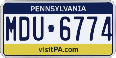 PA license plate MDU6774