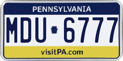PA license plate MDU6777
