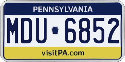 PA license plate MDU6852
