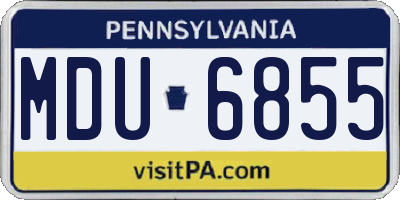 PA license plate MDU6855