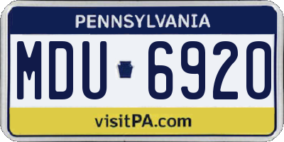 PA license plate MDU6920
